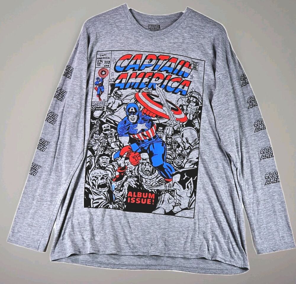 Captain America Marvel Comics Group Album Issue 112 Grey Long Sleeve Graphic XL